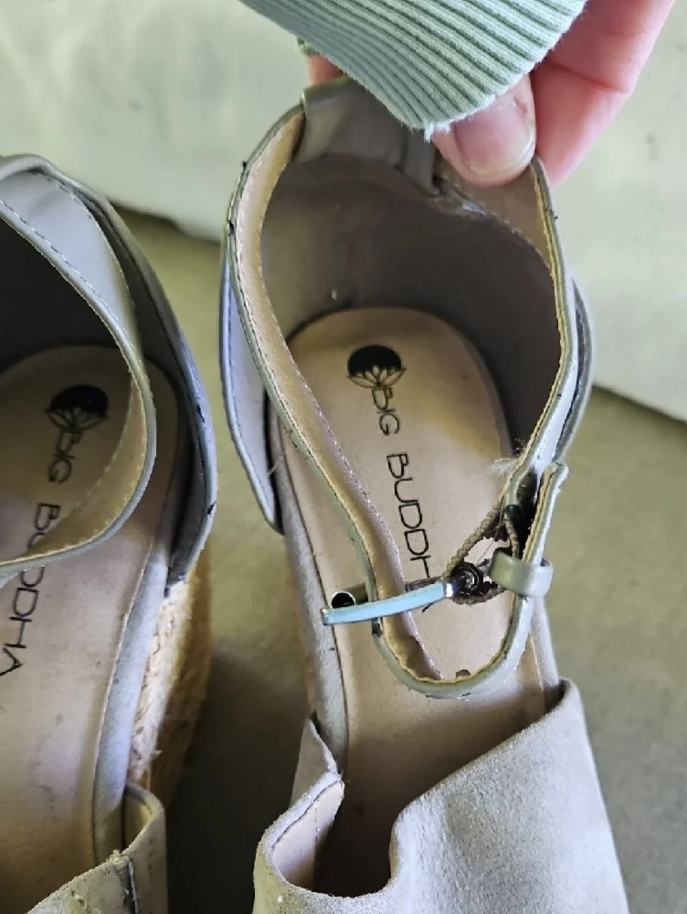 Big Buddha Taupe Espadrille Wedge Sandals with Ankle Strap 11